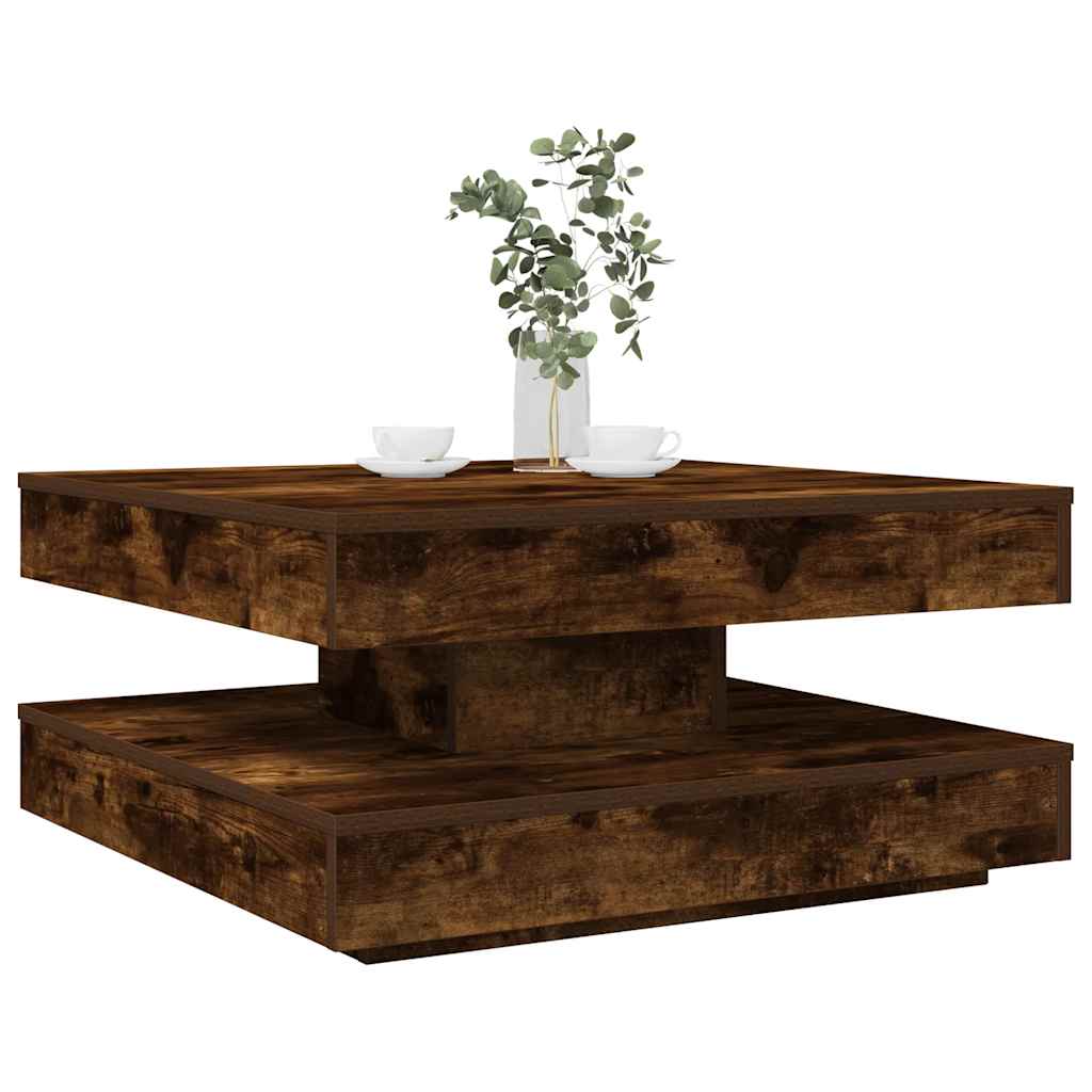Vidaxl salontafel 360 graden draaibaar 70x70x34,5 cm gerookt eiken