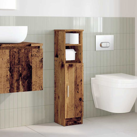 Vidaxl badkamerkast met rolhouder 20,5x22x90 cm oud houtkleurig