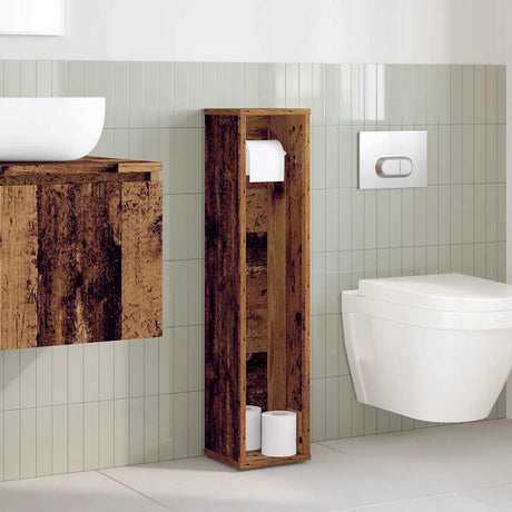 Vidaxl badkamerkast met rolhouder oud hout 20,5x20x90 cm