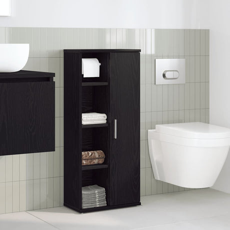 Vidaxl badkamerkast met rolhouder 39x22x90 cm zwart