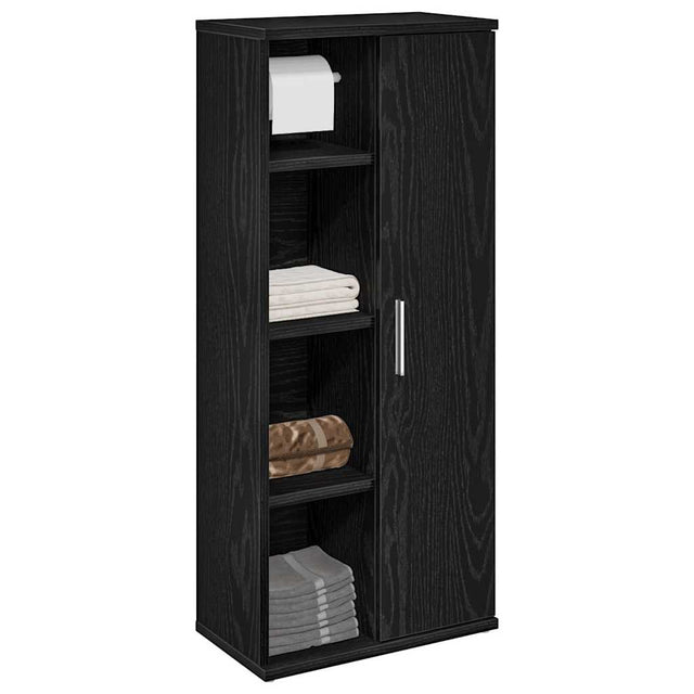 Vidaxl badkamerkast met rolhouder 39x22x90 cm zwart