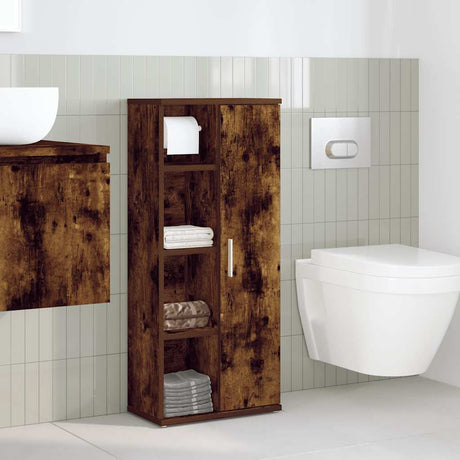 Vidaxl badkamerkast met rolhouder 39x22x90 cm gerookt eikenkleurig