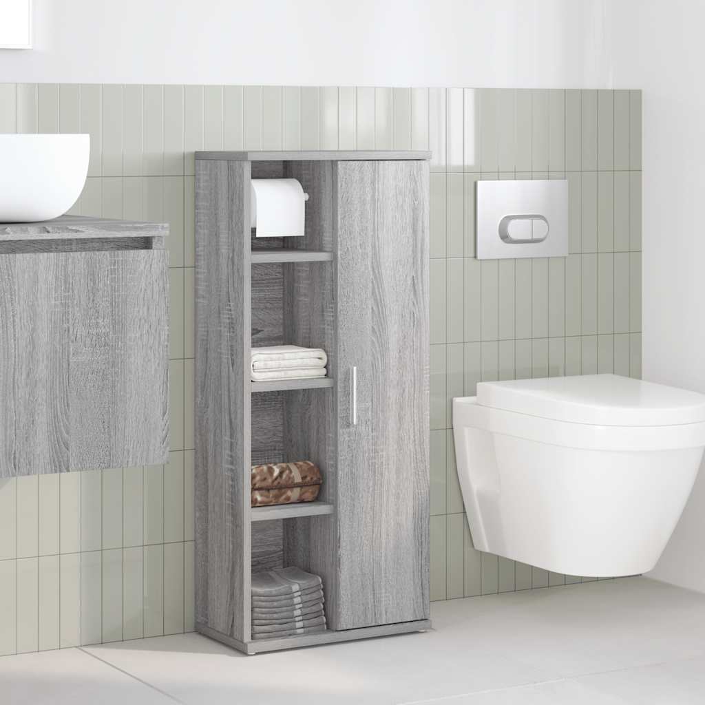 Vidaxl badkamerkast met rolhouder 39x22x90 cm grijs sonoma eiken
