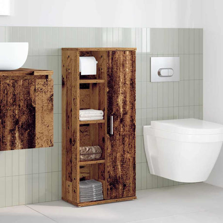Vidaxl badkamerkast met rolhouder 39x22x90 cm oud houtkleurig