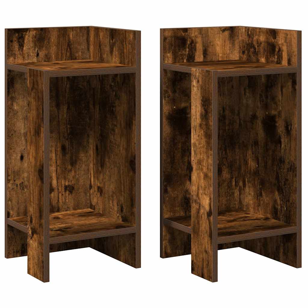 Vidaxl bijzettafels 2 st met plank 25,5x27x60 cm gerookt eikenkleurig