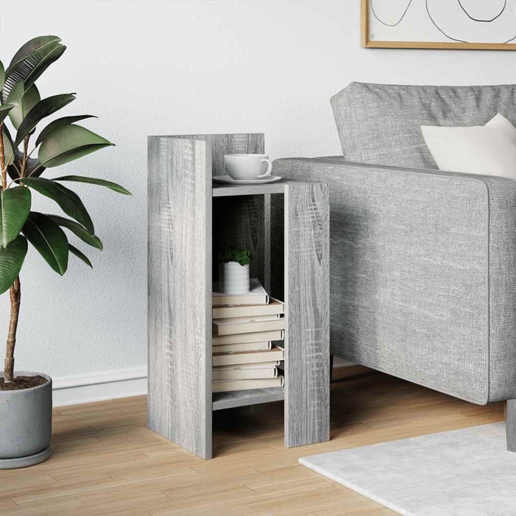 Vidaxl bijzettafeltje met plank 25,5x27x60 cm grijs sonoma eikenkleur