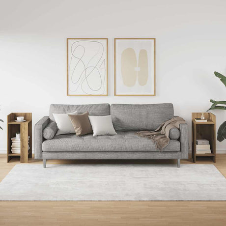 Vidaxl bijzettafels 2 st met plank 25,5x27x60 cm artisanaal eikenkleur