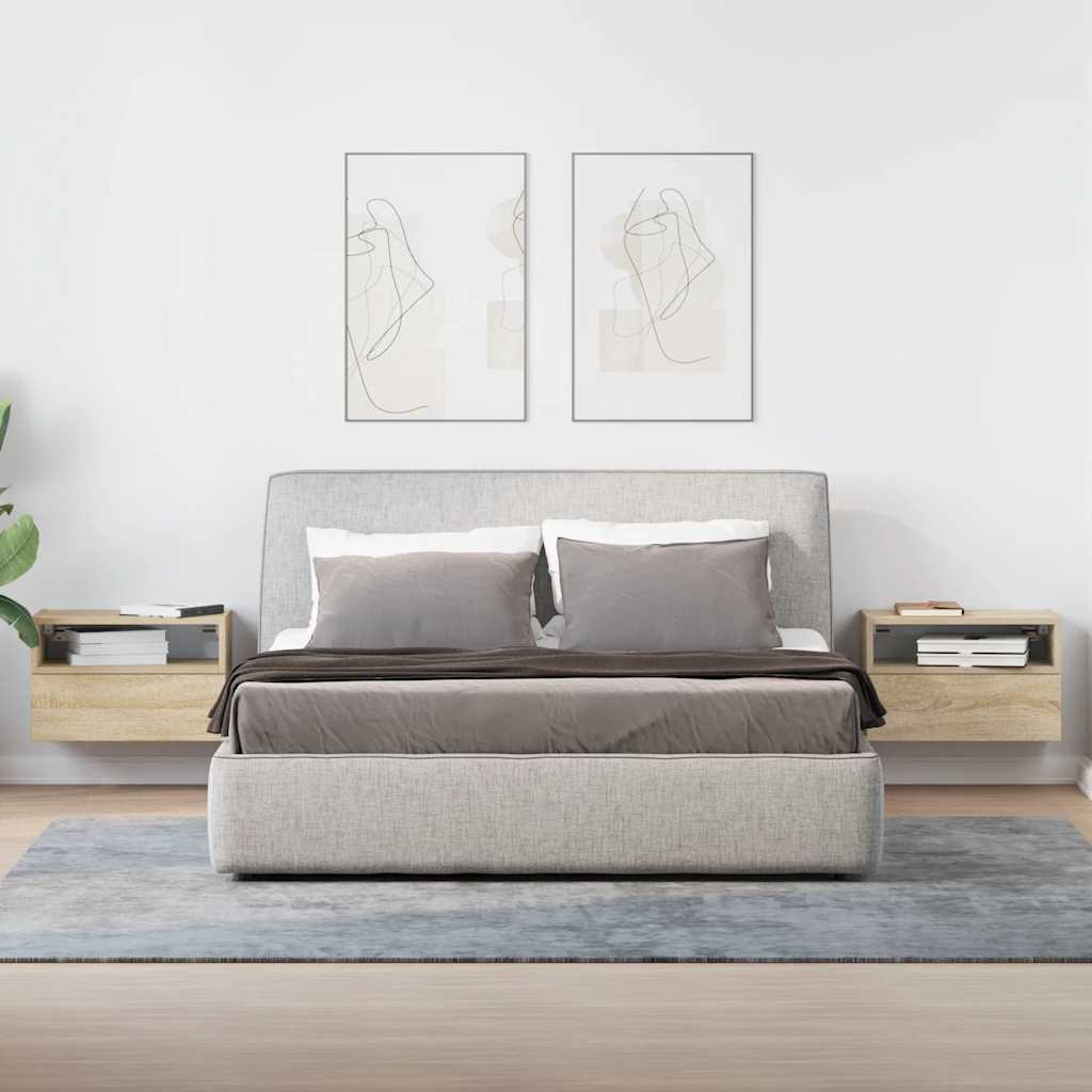 Vidaxl nachtkastjes 2 st wandgemonteerd 45x26x28,5cm sonoma eikenkleur