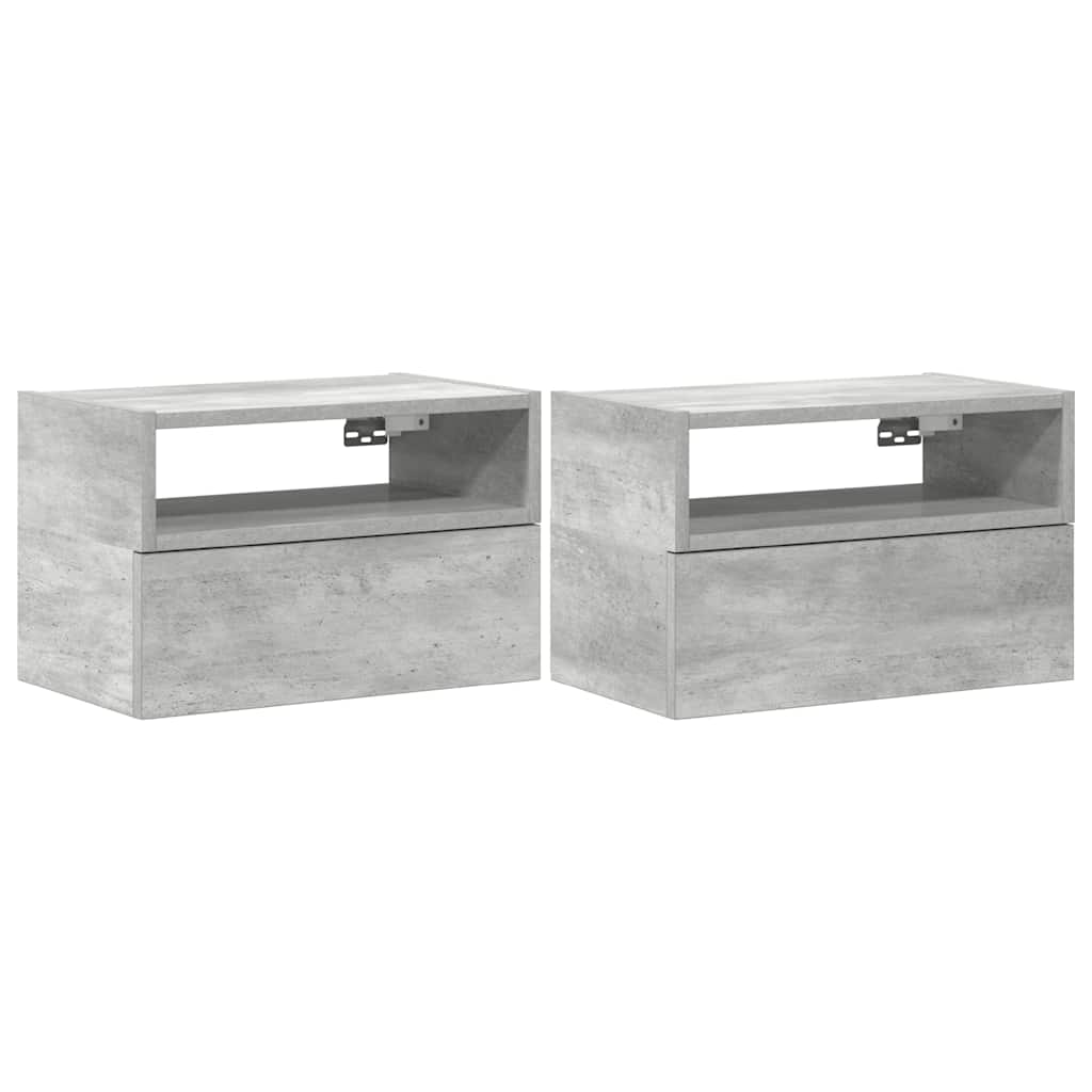 Vidaxl nachtkastjes 2 st wandgemonteerd 45x26x28,5 cm betongrijs