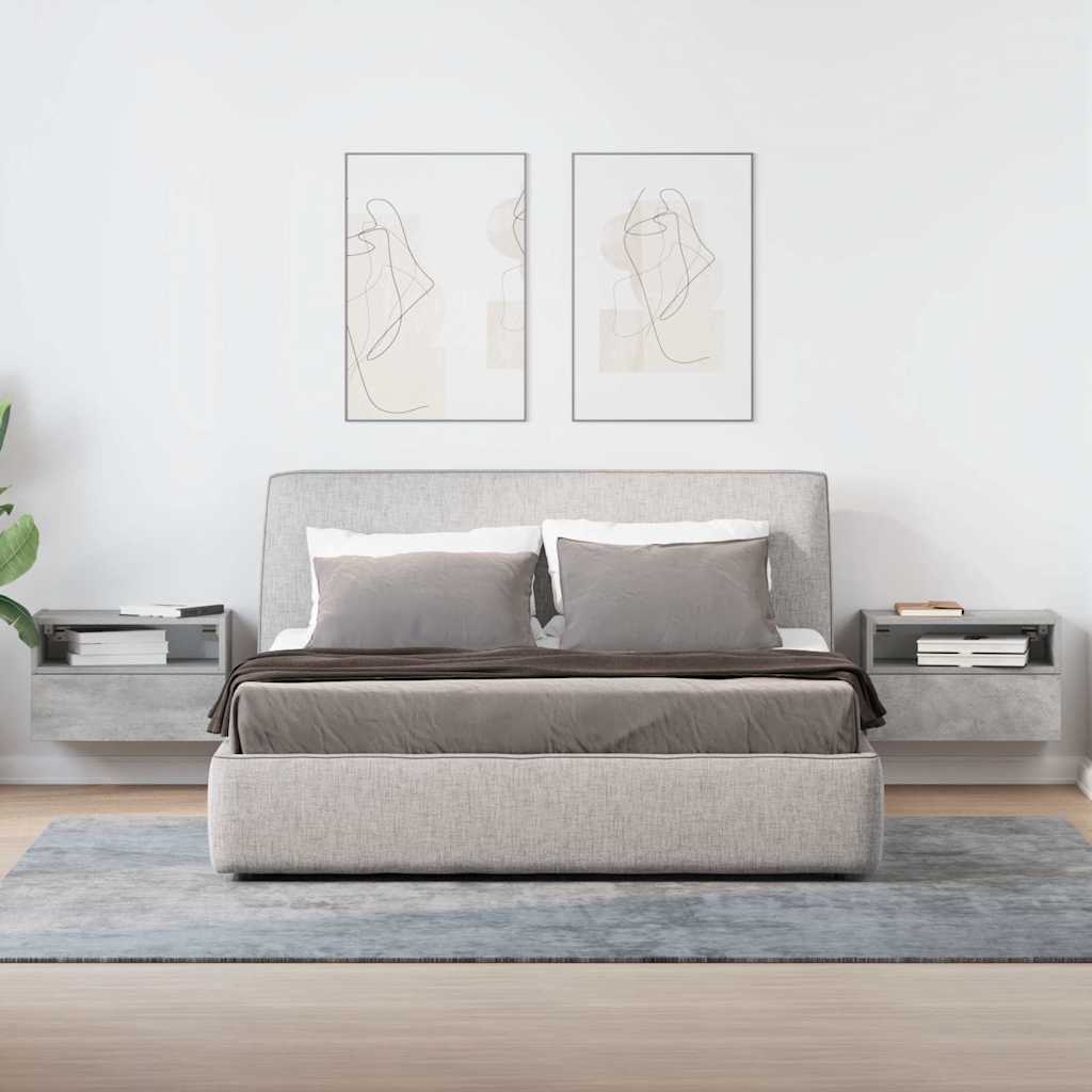 Vidaxl nachtkastjes 2 st wandgemonteerd 45x26x28,5 cm betongrijs