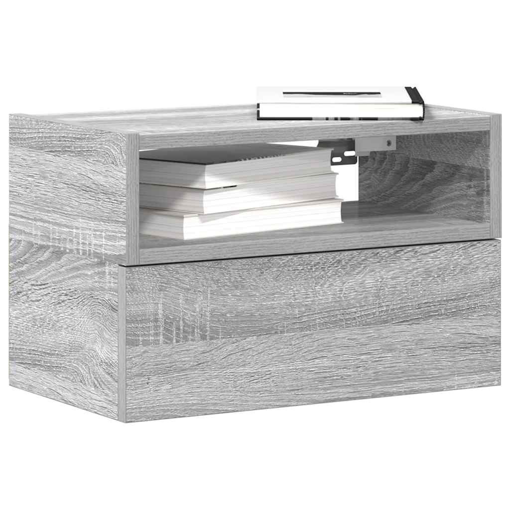 Vidaxl nachtkastjes 2st wandgemonteerd 45x26x28,5cm grijs sonoma eiken