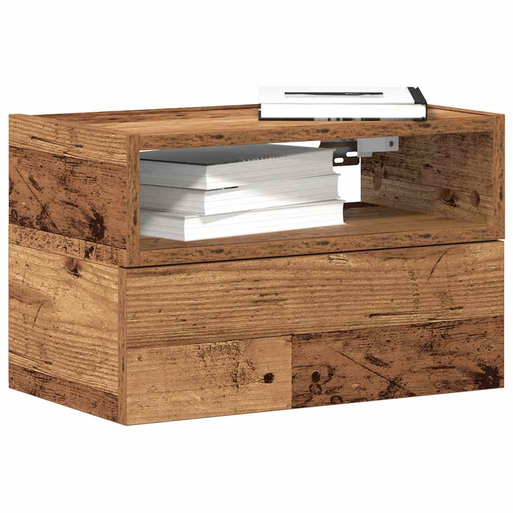Vidaxl nachtkastje wandgemonteerd 45x26x28,5 cm oud houtkleurig