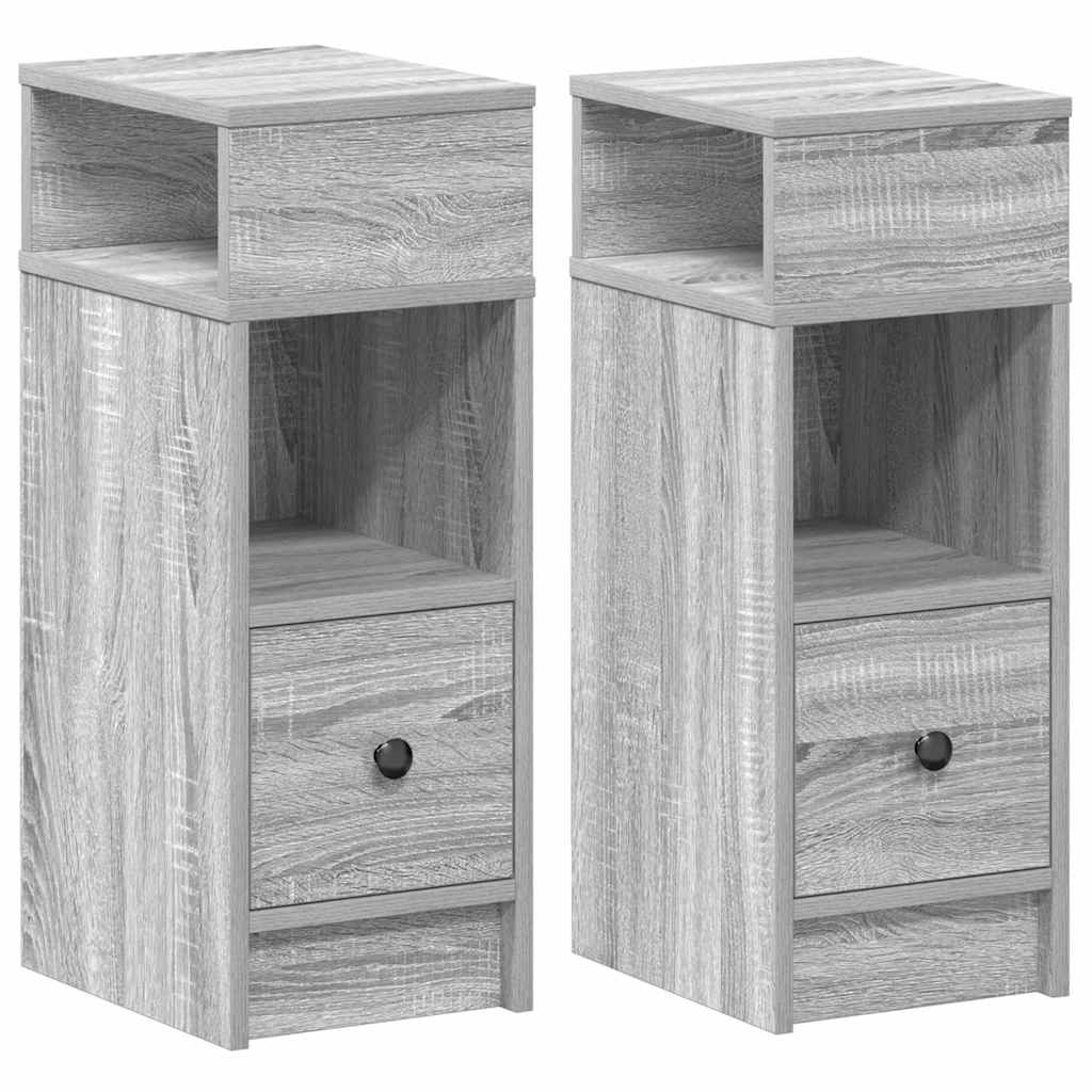 Vidaxl nachtkastjes 2 st met lade 25x31x66 cm grijs sonoma eiken