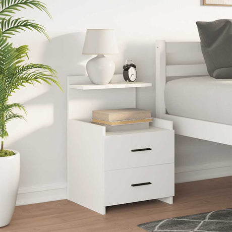 Vidaxl nachtkastje met 2 lades 40x36,5x62 cm wit