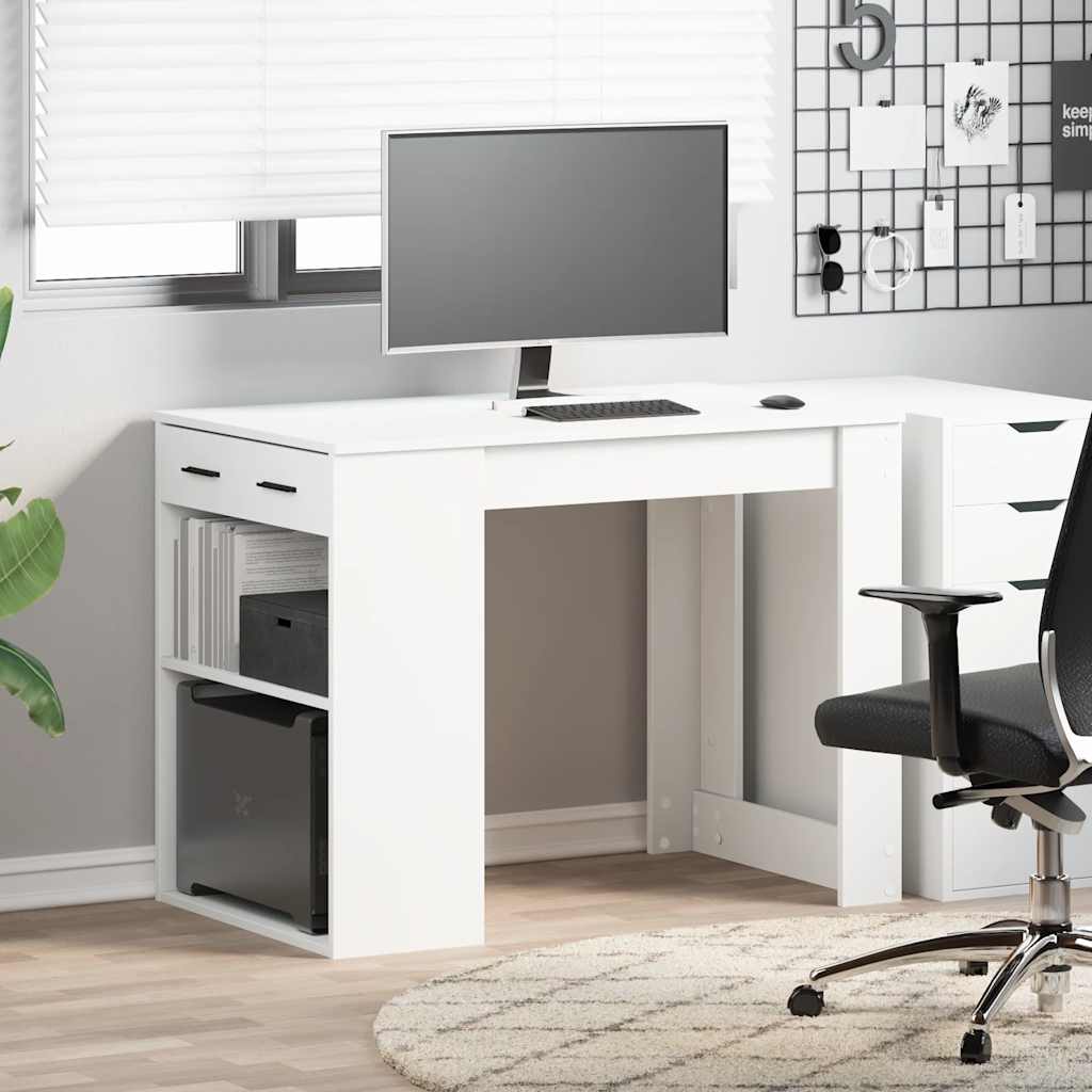 Vidaxl bureau met lade en plank 102x62x77,5 cm bewerkt hout wit