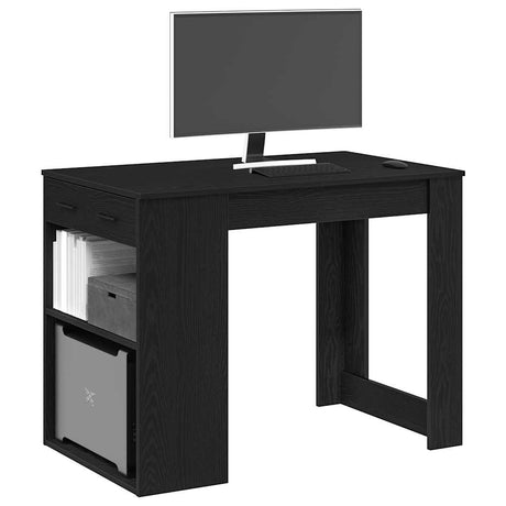 Vidaxl bureau met lade en plank 102x62x77,5cm bewerkt hout zwart eiken