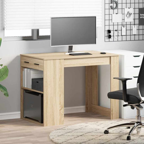 Vidaxl bureau met lade plank 102x62x77,5 cm bewerkt hout sonoma eiken