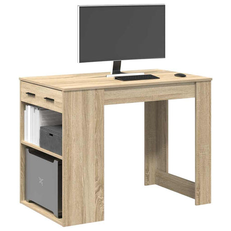 Vidaxl bureau met lade plank 102x62x77,5 cm bewerkt hout sonoma eiken