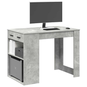 Vidaxl bureau met lade en plank 102x62x77,5 cm bewerkt hout betongrijs