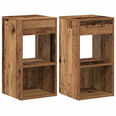 Vidaxl nachtkastjes 2 st met lade 35x34x66,5 cm oud houtkleurig