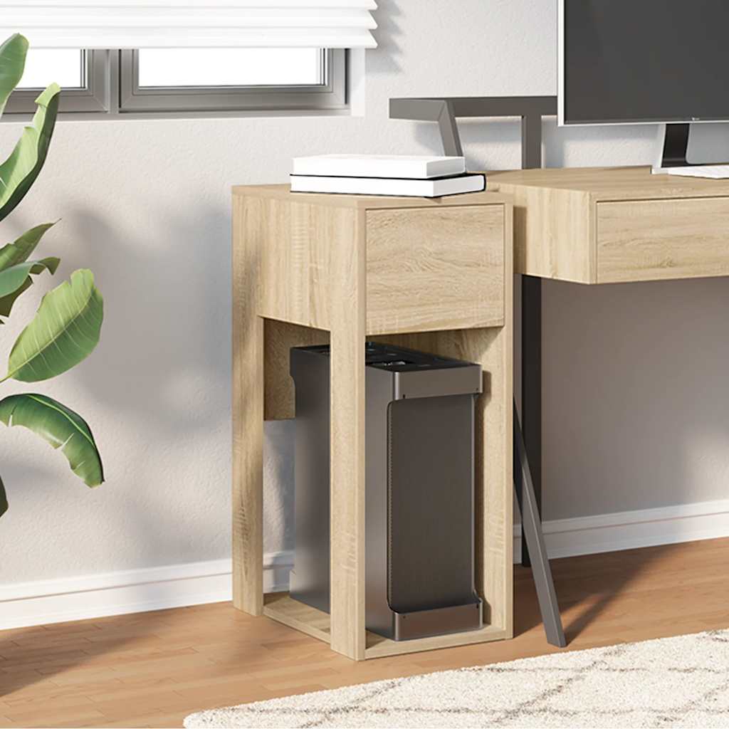 Vidaxl computertorenstandaard met lade 30x44x74 cm sonoma eikenkleurig