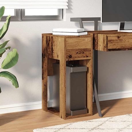 Vidaxl computertorenstandaard met lade 30x44x74 cm oud houtkleurig