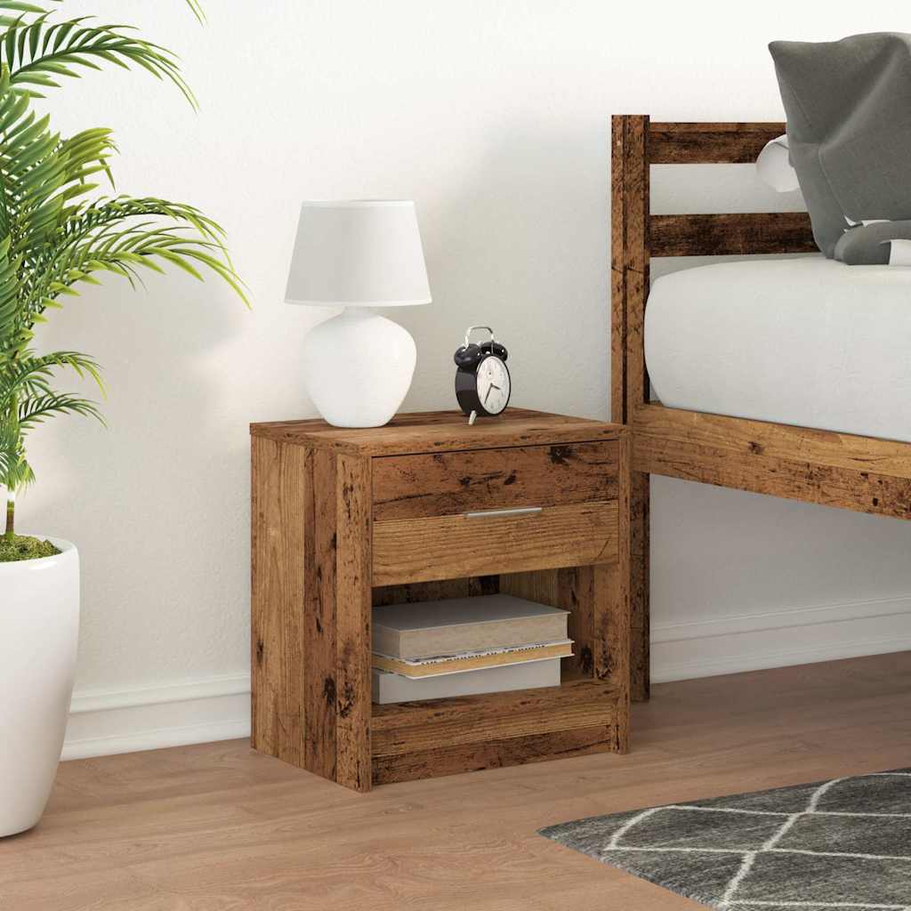 Vidaxl nachtkastje met lade 39x28x41 cm oud houtkleurig