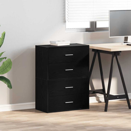 Vidaxl kasten met 4 lades 2 st 60x31x40 cm bewerkt hout zwart eiken