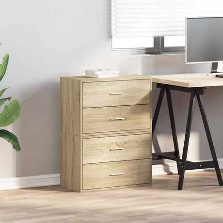 Vidaxl kasten met 4 lades 2 st 60x31x40 cm bewerkt hout sonoma eiken