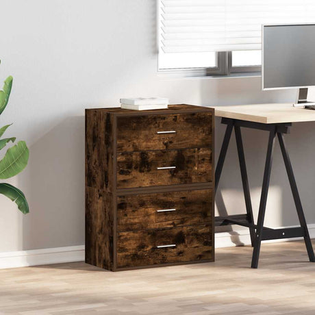 Vidaxl kasten met 4 lades 2 st 60x31x40 cm bewerkt hout gerookt eiken