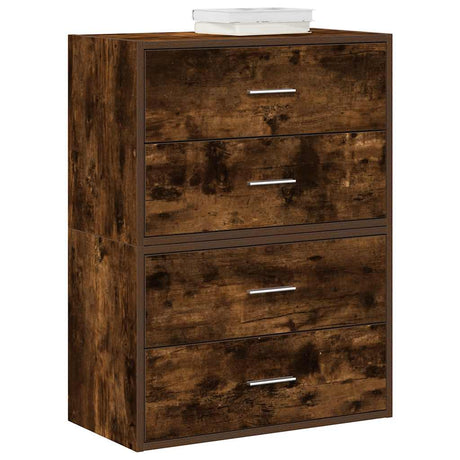 Vidaxl kasten met 4 lades 2 st 60x31x40 cm bewerkt hout gerookt eiken