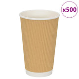 VidaXL Papierkaffeetassen 500 Stück 16oz 400 ml braun