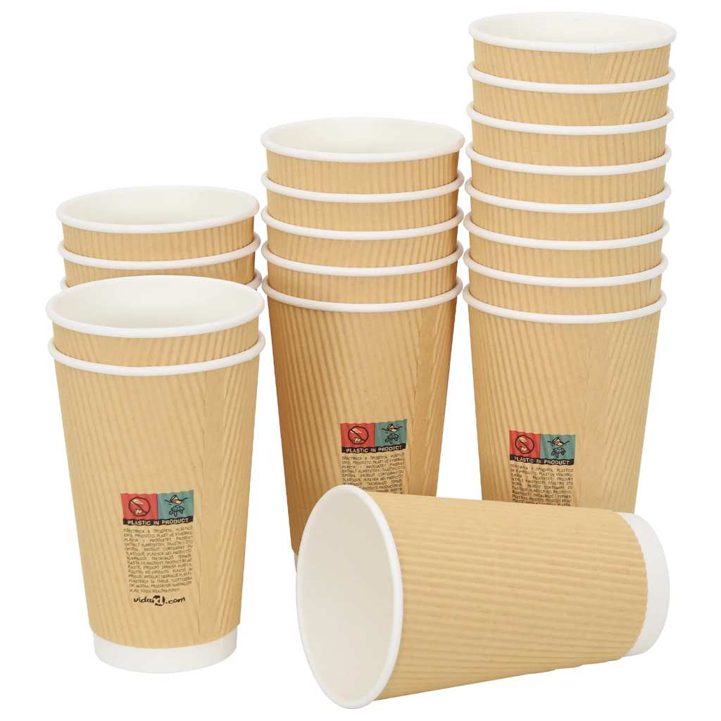 VidaXL Papierkaffeetassen 500 Stück 16oz 400 ml braun
