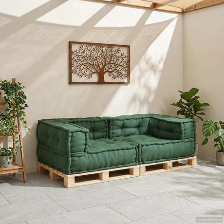 Vidaxl 2-zits modulaire bank 140x70x36 stof groen