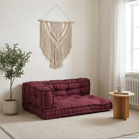 Vidaxl pallet sofa kussen 3 st stof bordeaux 120 x 80 x 38 cm