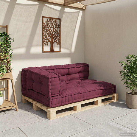Vidaxl pallet sofa kussen 3 st stof bordeaux 120 x 80 x 38 cm