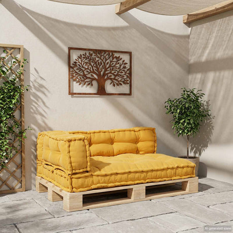 Vidaxl pallet sofa kussen 3 st stof geel 120 x 80 x 38 cm