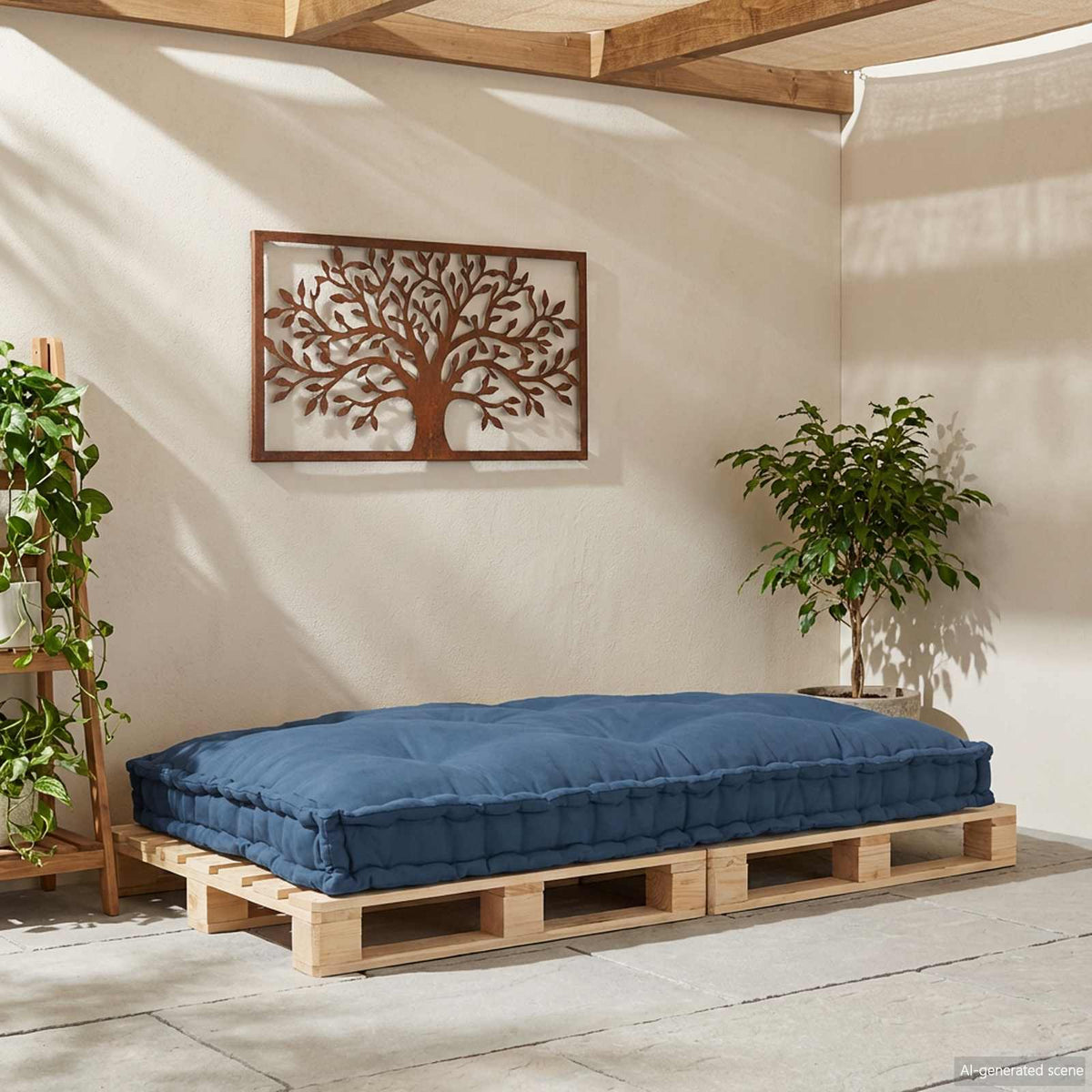 Vidaxl pallet sofa kussen indigo 120 x 80 x 12 cm stof
