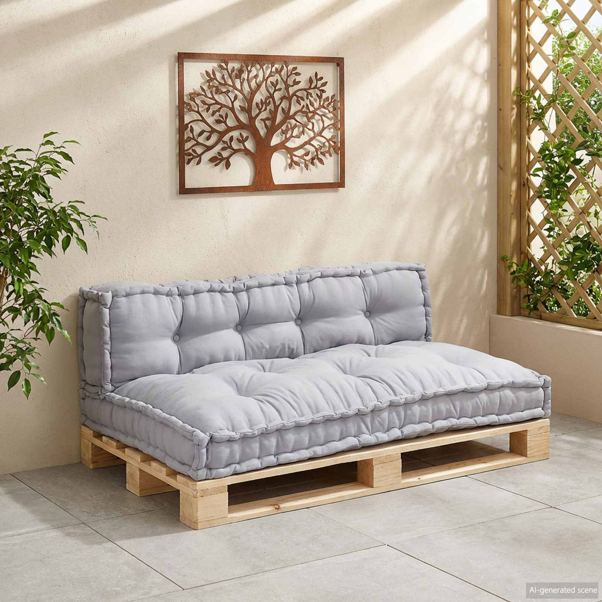 Vidaxl pallet sofa kussen 2 st stof grijs 120 x 80 x 38 cm