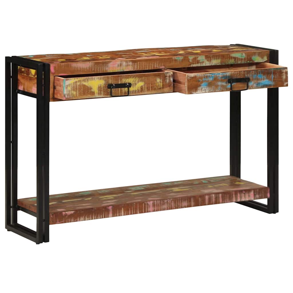 Vidaxl wandtafel multikleur 120 x 33 x 75 cm massief gerecycled hout