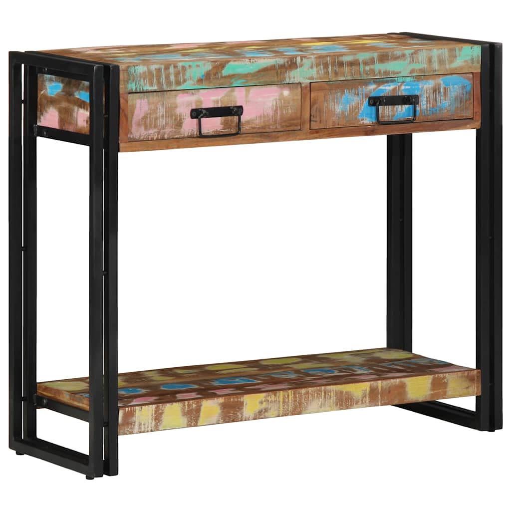 Vidaxl wandtafel multikleur 90 x 33 x 75 cm massief gerecycled hout
