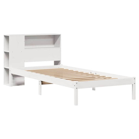 Vidaxl bed met boekenkast zonder matras grenenhout wit 75x190 cm