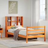 Vidaxl bed met boekenkast zonder matras massief hout wasbruin 75x190cm