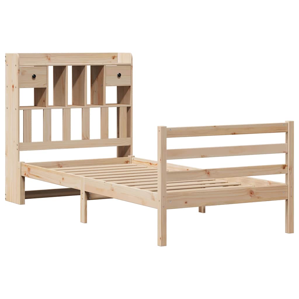 Vidaxl bed met boekenkast zonder matras massief grenenhout 90x190 cm