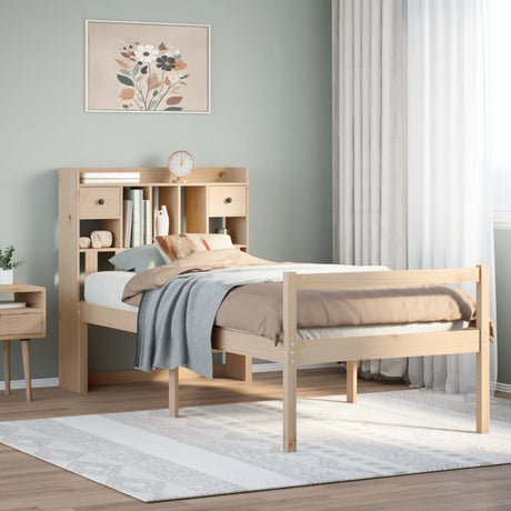 Vidaxl bed met boekenkast zonder matras massief grenenhout 90x200 cm