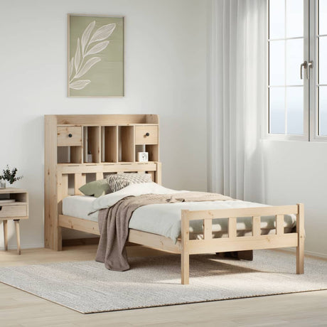 Vidaxl bed met boekenkast zonder matras massief grenenhout 90x190 cm