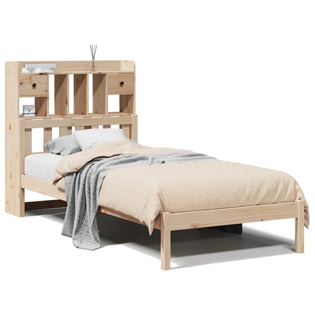 Vidaxl bed met boekenkast zonder matras massief grenenhout 75x190 cm