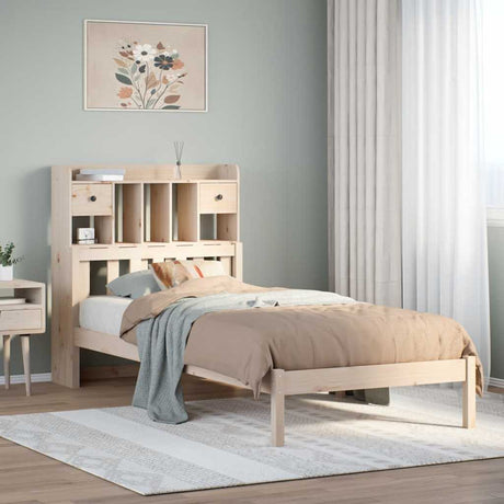 Vidaxl bed met boekenkast zonder matras massief grenenhout 75x190 cm
