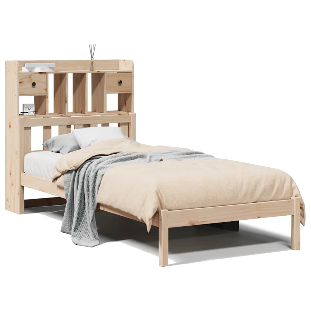 Vidaxl bed met boekenkast zonder matras massief grenenhout 90x190 cm