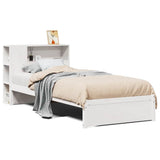 Vidaxl bed met boekenkast zonder matras grenenhout wit 75x190 cm